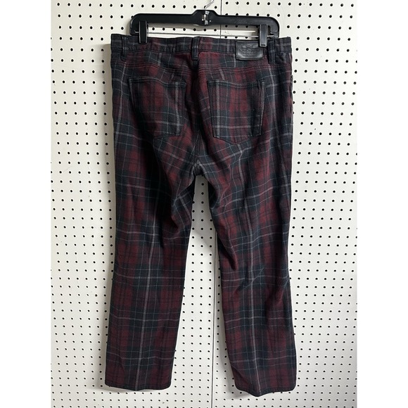 Lauren Ralph Lauren Red Plaid Flannel Pants Womens 14P 34x28 Red Stretch Jeans - Picture 2 of 13